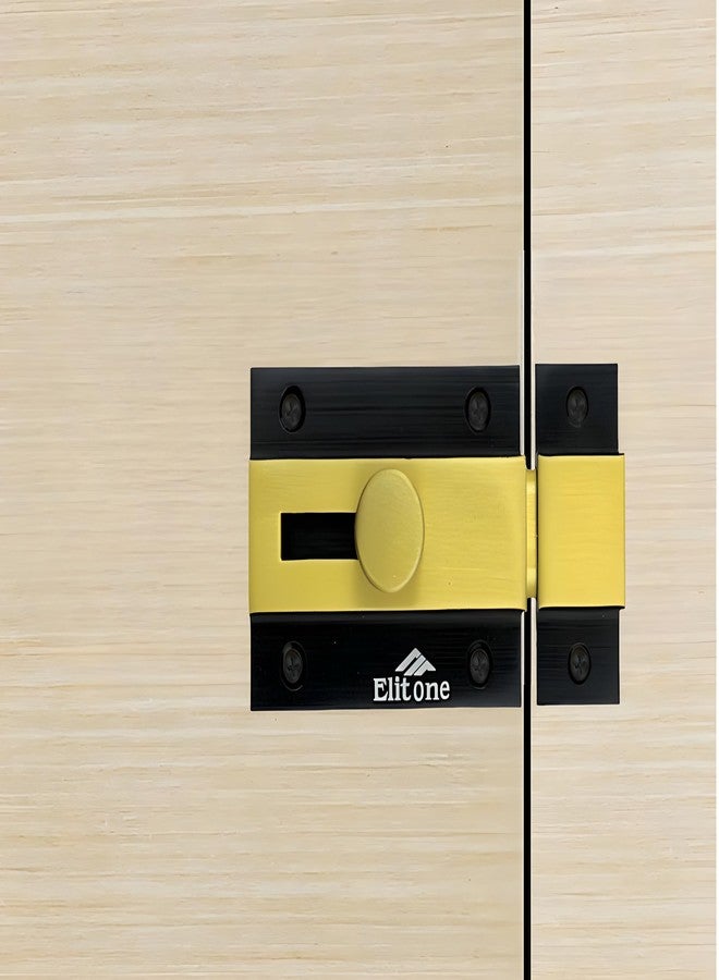 ELITONE Latch Lock Tower Bolt for Door Security,Home, Bathroom, Kitchen,Office (Baby Latch)(Pack of 6,Z Black + Gold, 3 inch) - Image 1